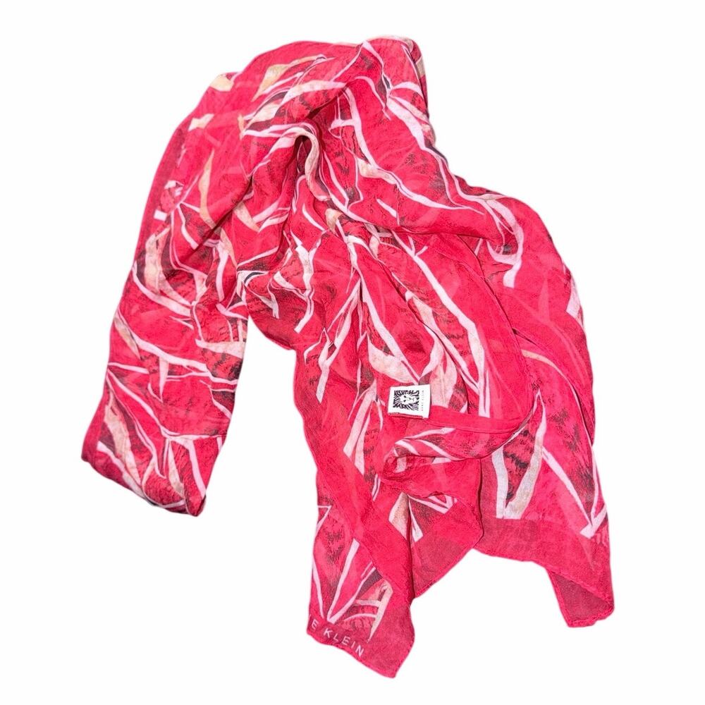 Anne Klein red pattern 100% silk neck scarf hair wrap classy pin up